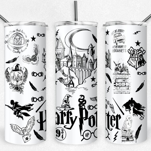 20 oz Whimsical Harry potter insulated Tumbler with sliding lid and 2 straws - Picture 1 of 1